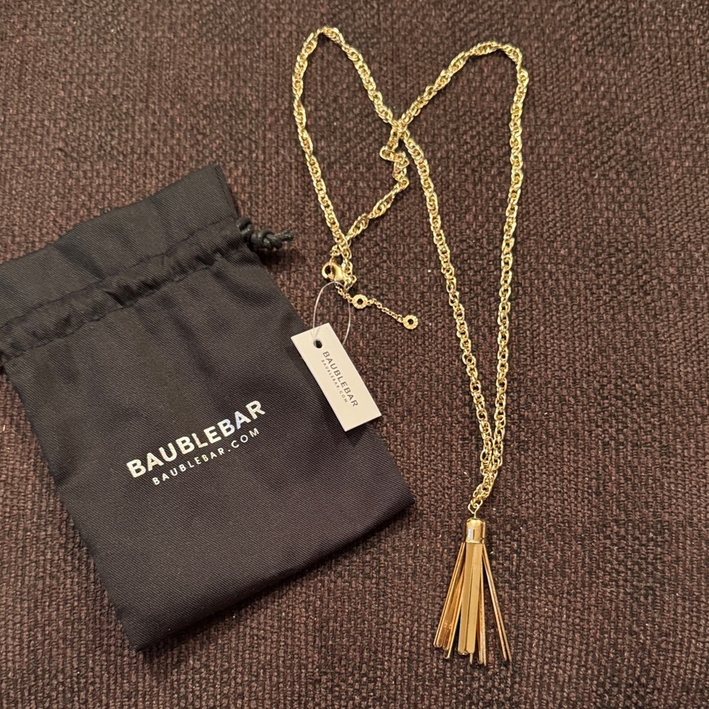 BaubleBar Gold Chain Tassel Necklace